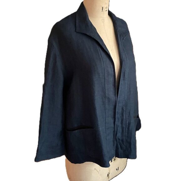 Vintage 90s 00s LIDA BADAY minimalist boxy linen jacket blazer - Picture 1 of 13